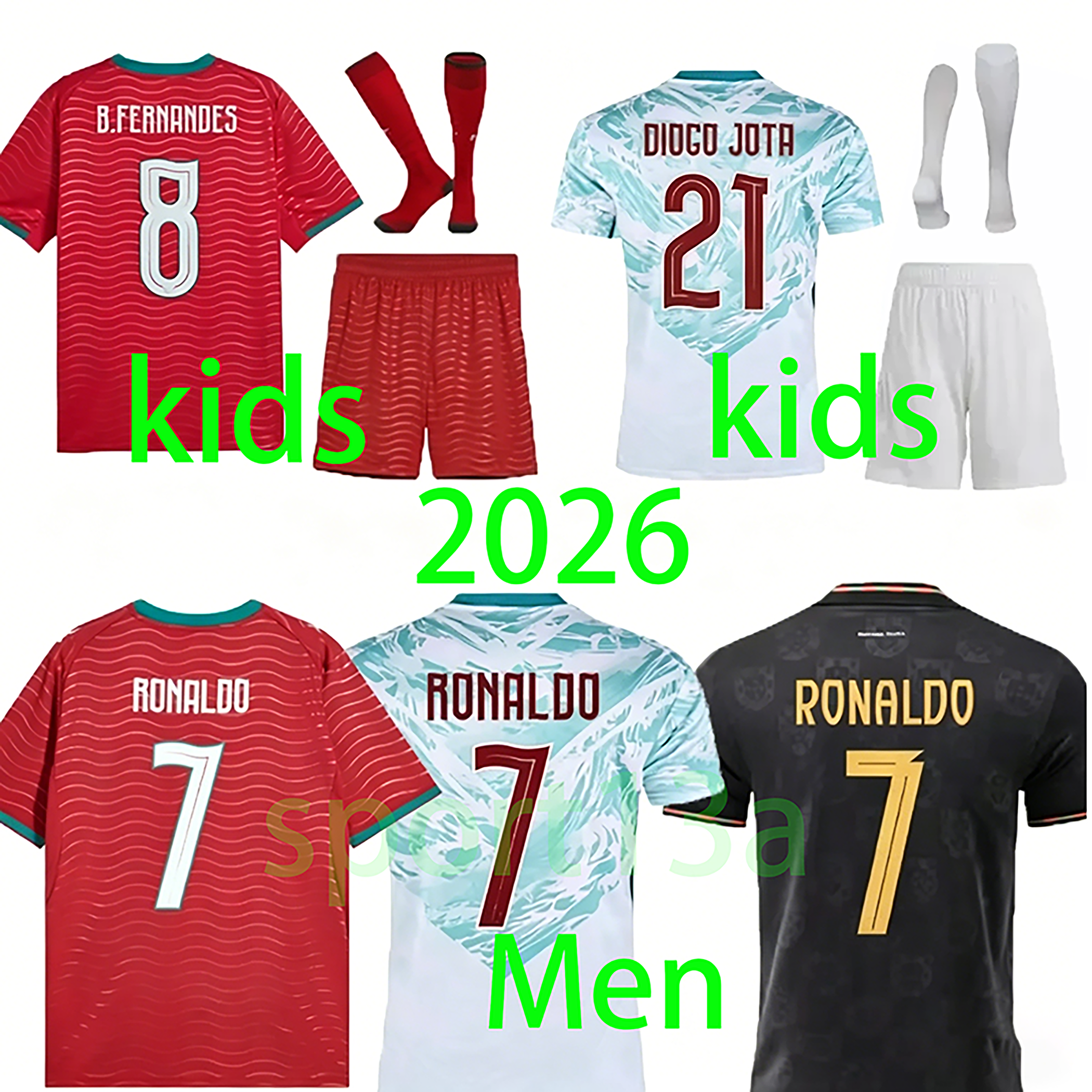 2026 World Cup portugal jersey RONALDO kids football kit or soccer jersey 26 27 JOAO FELIX BERNARDO B. FERNANDES PEPE men football shirt kits
