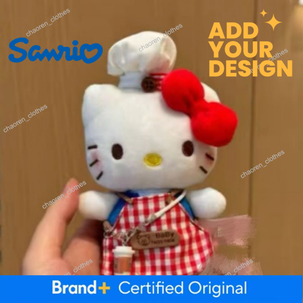 Cute McDonald's Hello Kitty Plush Keychain with Red Glasses & Apron, Cartoon Bag Pendant, Gift for Girls