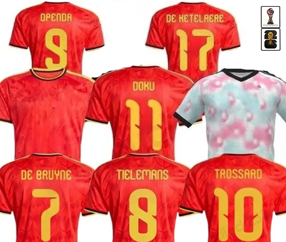 2026 Belgium football shirts men home away fans player version DE BRUYNE soccer jerseys 26 27 WITSEL TROSSARD Doku Openda Onana