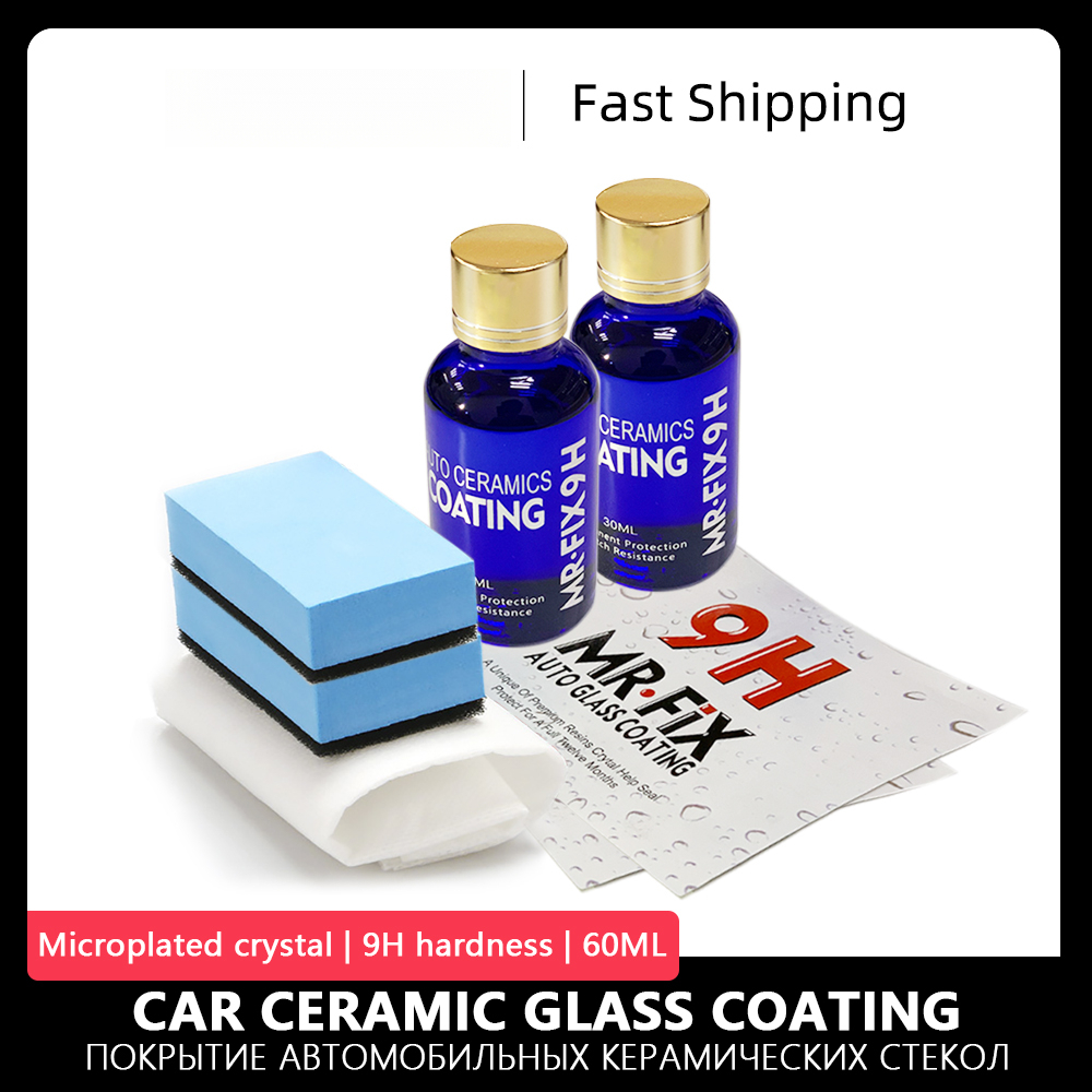 2PCS 30ML 9H Car Liquid Ceramic Coat Super Hydrophobic Glass Coating Set Polysiloxane And Nano Materials Car Polish