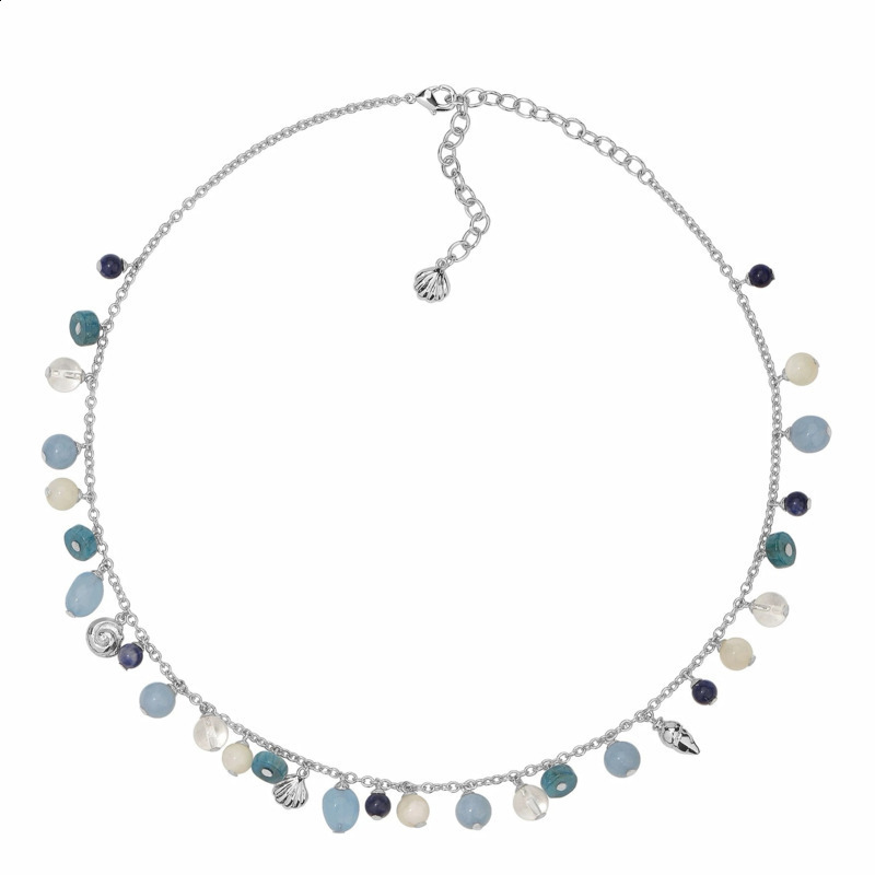 Geometric Round Dots White CZ Blue Turquoises Fashion Jewelry Charm Drop Women Choker Necklace 251023