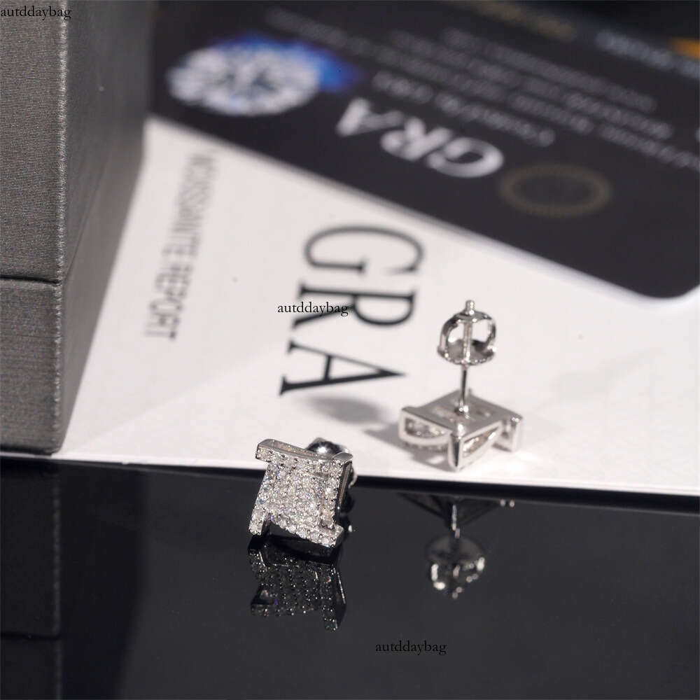 Fashionable highend 925 silver moissanite square earrings for men women versatile and stylish pass diamond tester