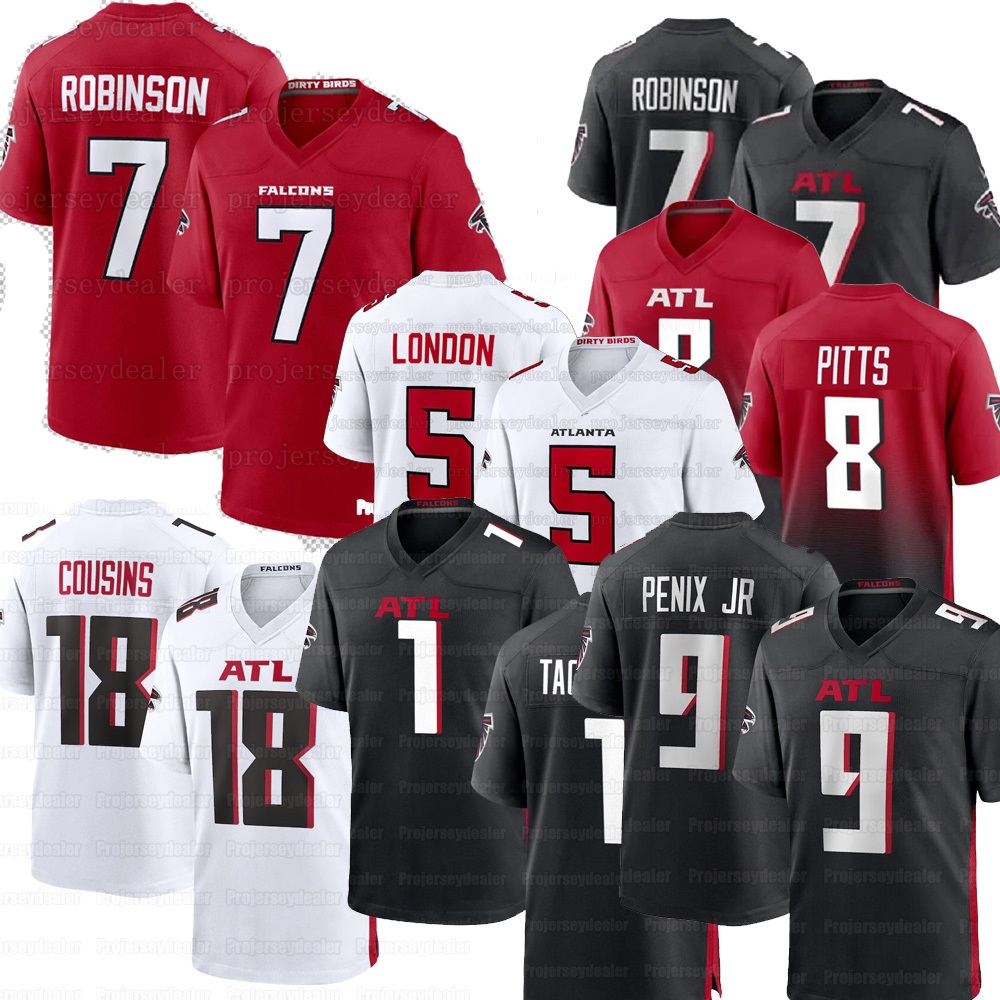 1 Tua Tagovailoa Falcon 2026 Football Jersey 18 Kirk Cousins 7 Bijan Robinson 9 Michael Penix Jr. 5 Drake London Kaden Elliss Jessie Bates III Kyle Pitts Sr. Custom