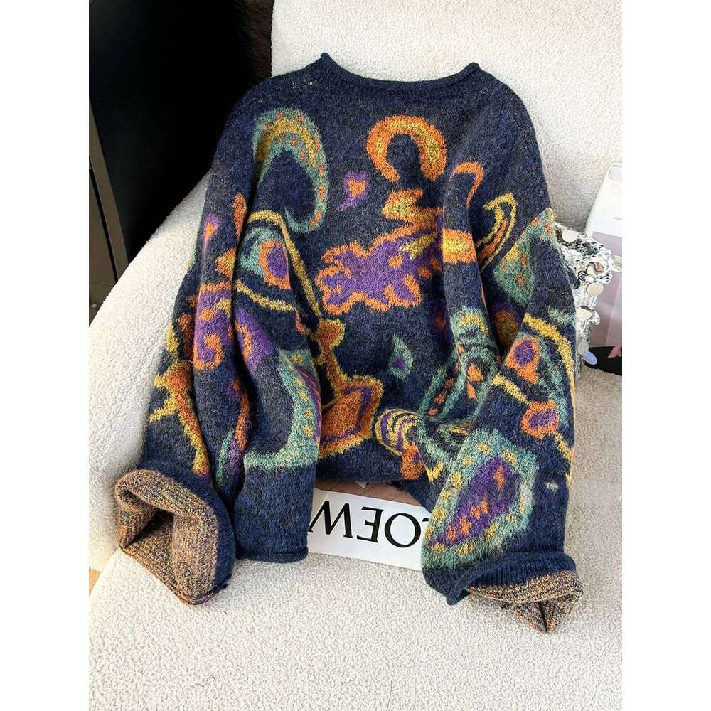 Autumn Retro Sweater Cardigan Women Korean Fashion Thick Metal Embroidery Knitted Gentle Vintage Clothes MAKOUFEI