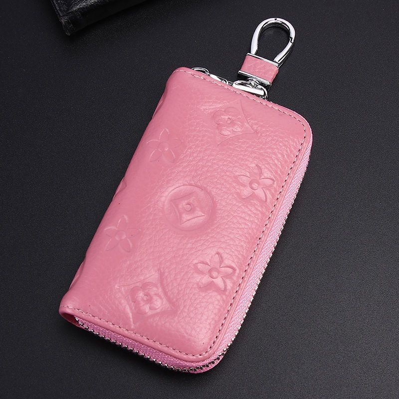 Luxury new cowhide texture key pouch with zipper, suitable for home use or waist hanging, multifunctional car storage large capacity coin purse