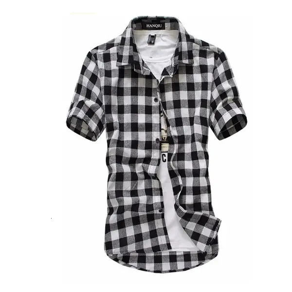 Mens Casual Plaid Flannel Shirt Short Sleeve Red Checkered Button Down Shirt for Daily Wear Streetwear 260413