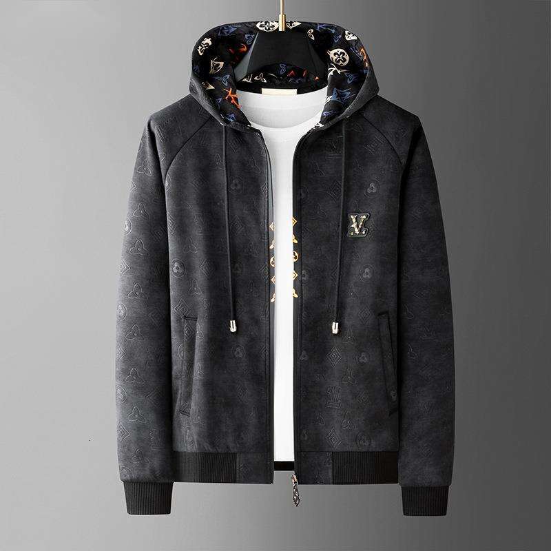 European Clothing Autumn Winter New Embossed Hooded Jacket Versatile Casual Sweatshirt Men's Youth Top