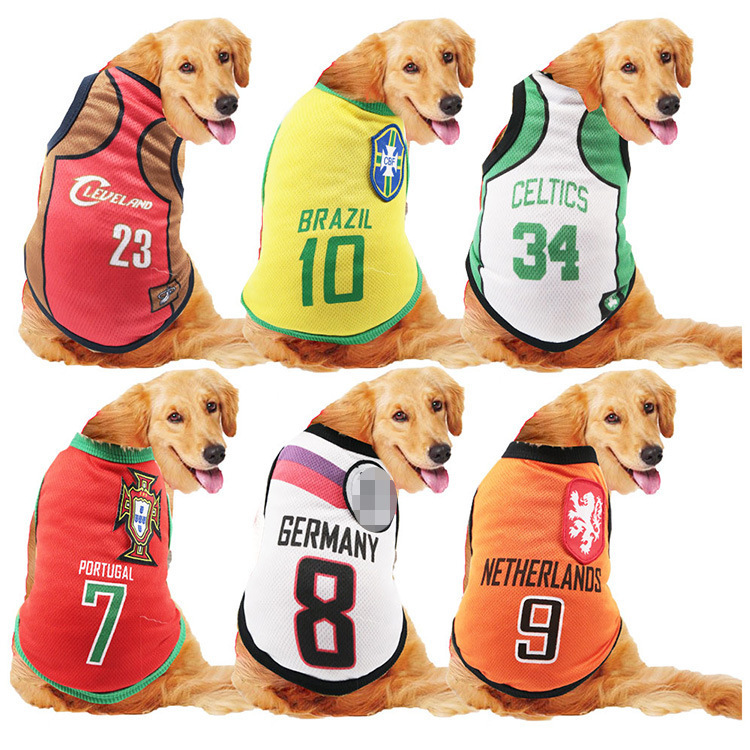 Dog Spring/Summer Mesh Vest, World Cup Jersey, Basketball Apparel, Small and Medium Dog & Cat Supplies