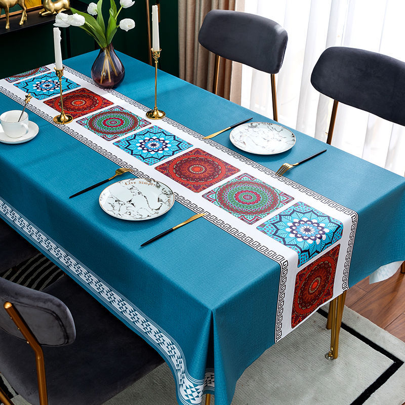 YL-38489 Customized Multi-Color New American Style Tablecloth, Wash-Free, Waterproof, Oil-Resistant Coffee Table Cloth, Light Luxury Rectangular Table