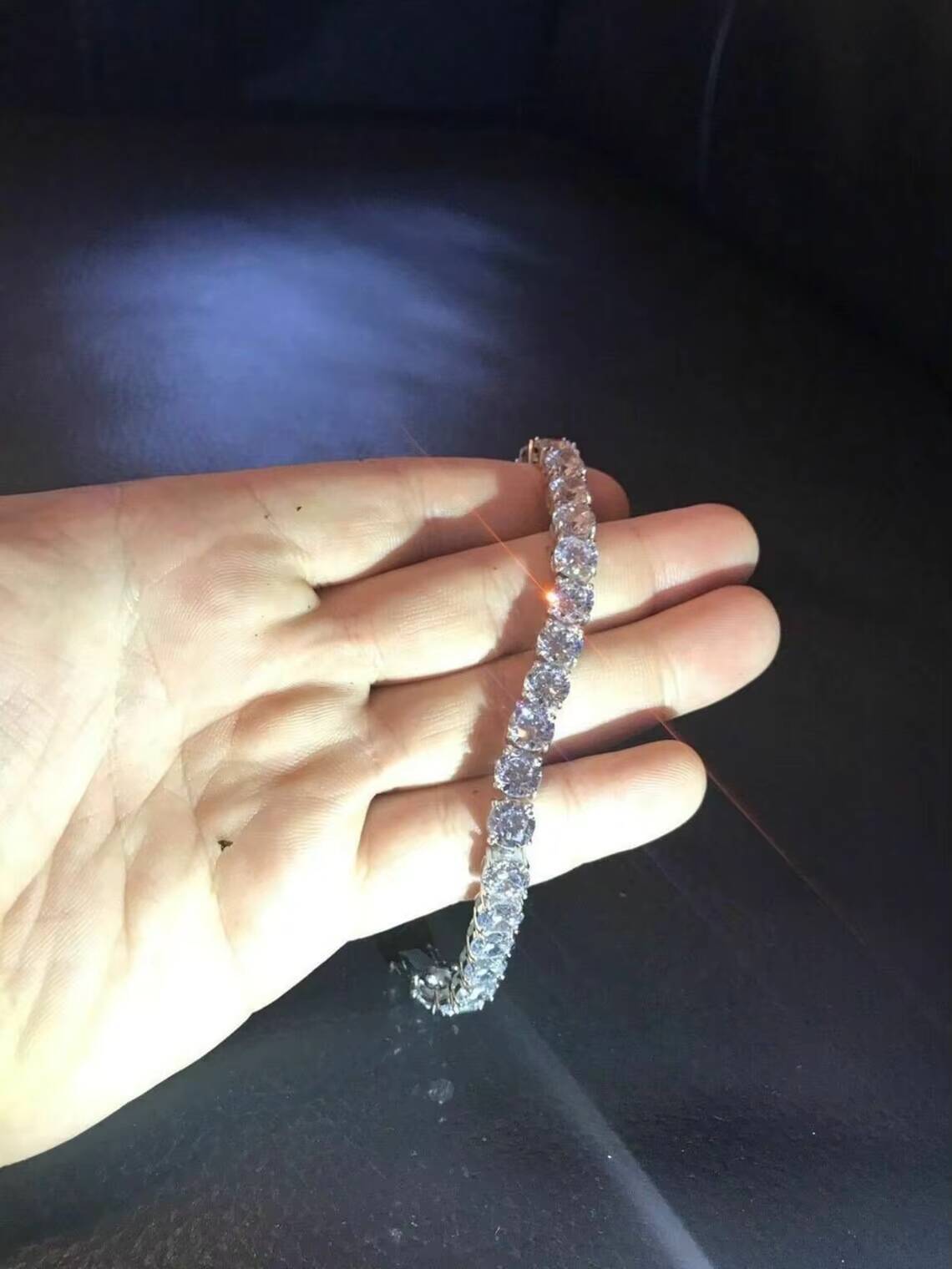 Limited Edition Round Moissanite Diamond Tennis Bracelet With Gold Plated 925 Silver Fine Jewelry For Women At Low Price