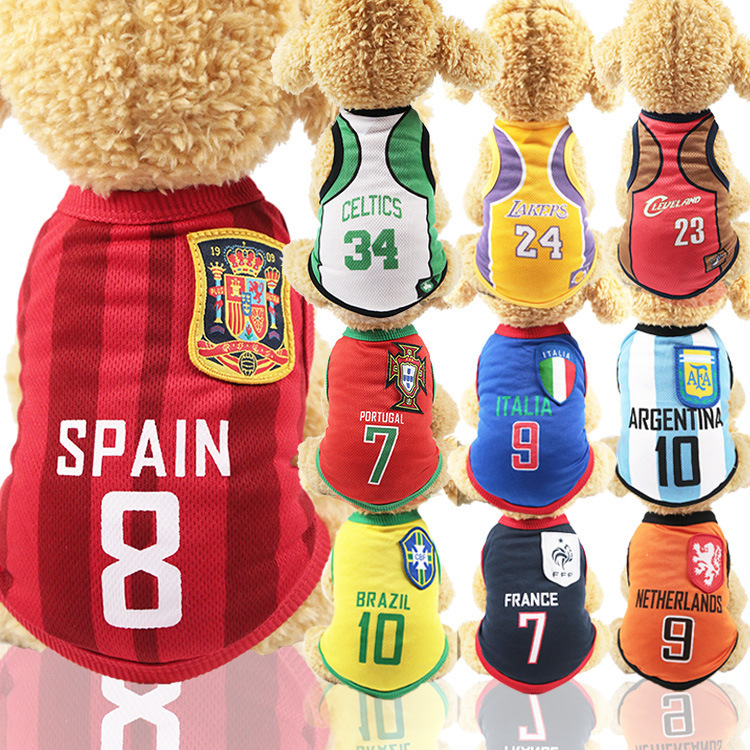 Dog Spring/Summer Mesh Vest, World Cup Jersey, Basketball Apparel, Small and Medium Dog & Cat Supplies