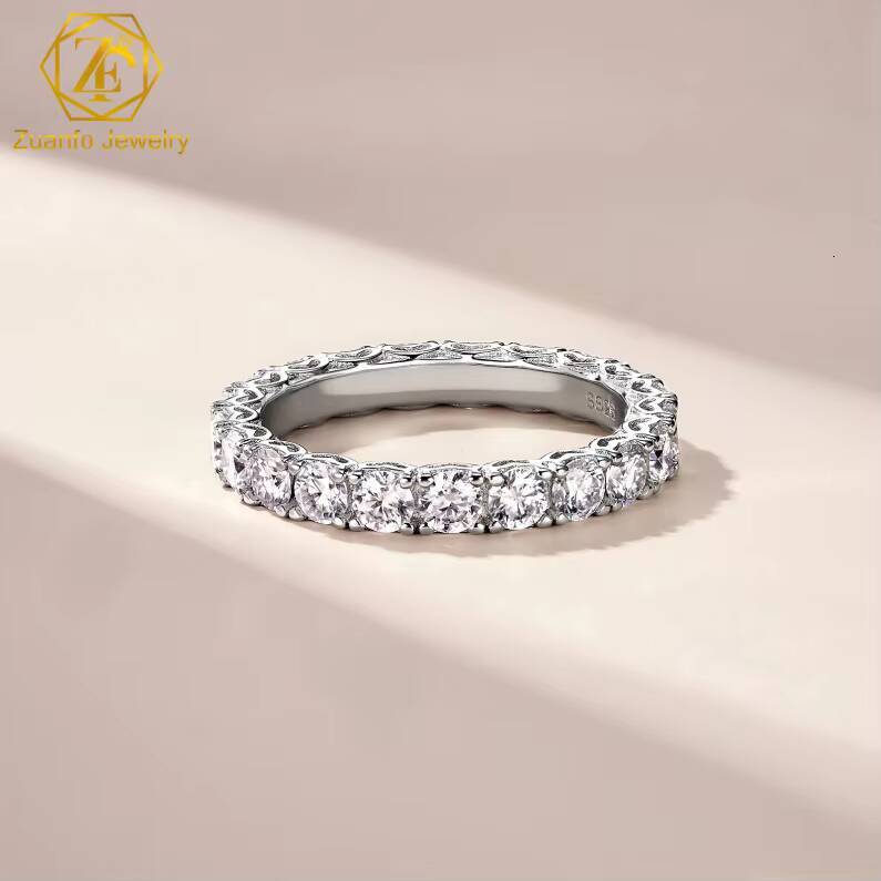 2025 Newest Womens Classic Eternity Moissanite Ring 18K Sterling Silver 925 for Wedding or Every Day Wear