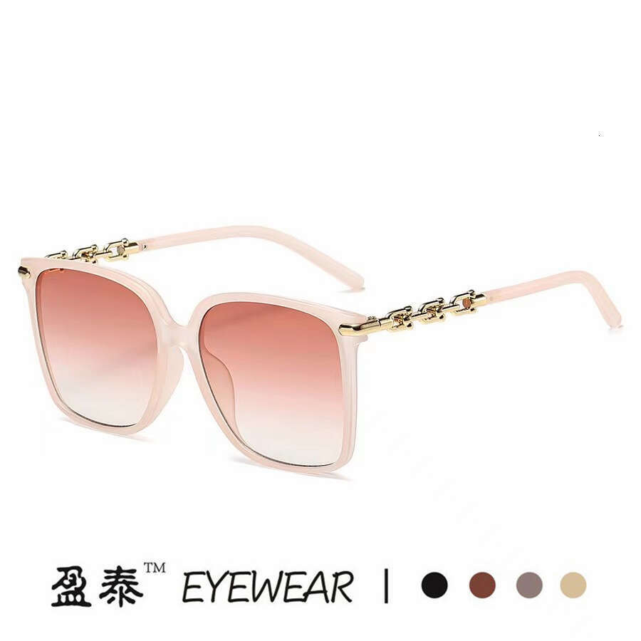 New Chain Temple Sunglasses For Women, Internet Celebrity Square Large Frame Sunglasses, European And American Fashion Trend Street Style Glasses