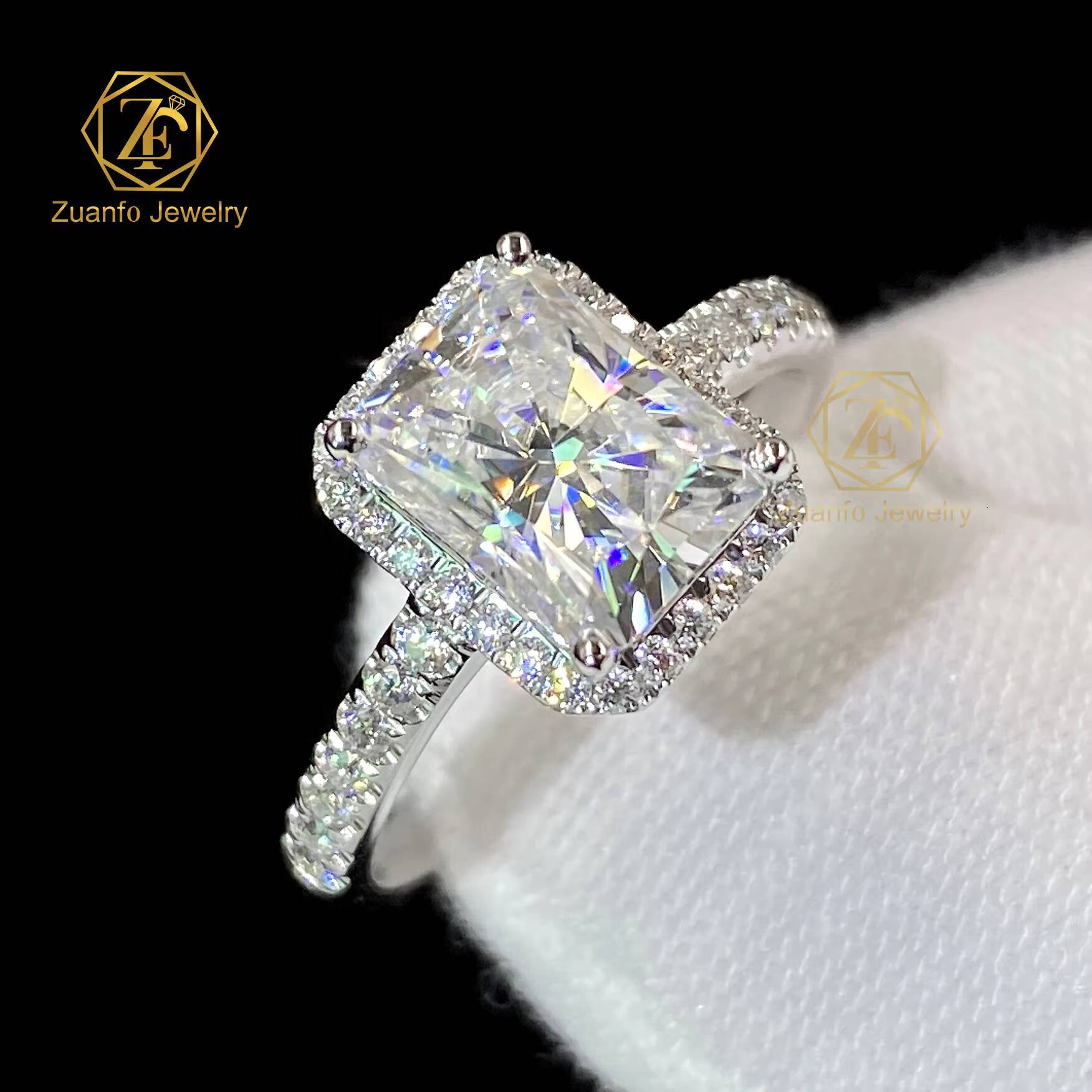 Manufacturer Custom Ring Solid 10K 14K 18K Gold Diamond VVS Moissanite 1-5ct Radiant Shape Custom Jewlery Custom Ring