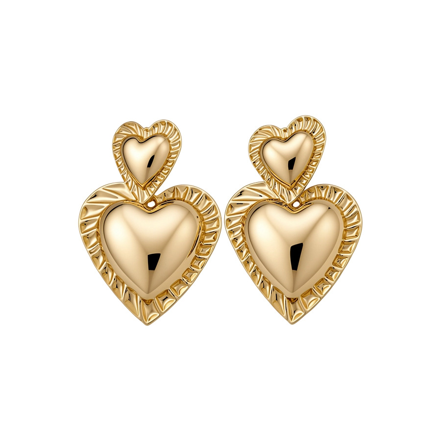 European American cross-border steel needle smooth heart pendant earrings, exaggerated retro style, luxurious and high-end earrings for women - view 9