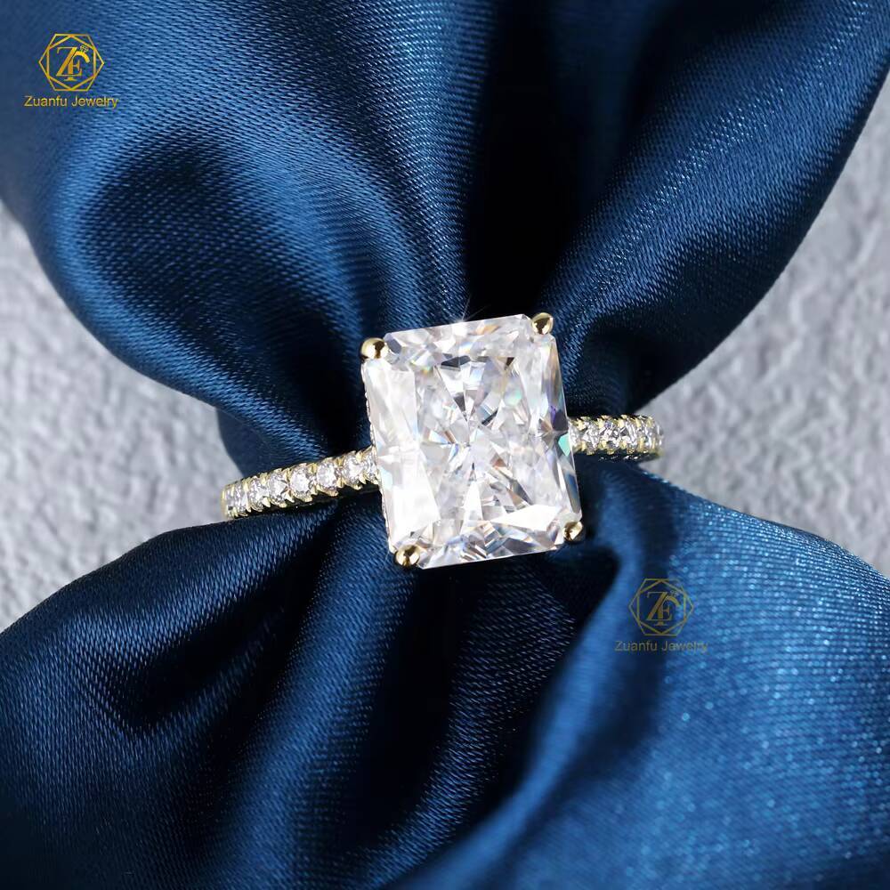 Fancy Jewelry Engagement Wedding Jeweler Solitar 18K Gold Radiant Cut 5ct 911mm Moissanite Diamond Ring