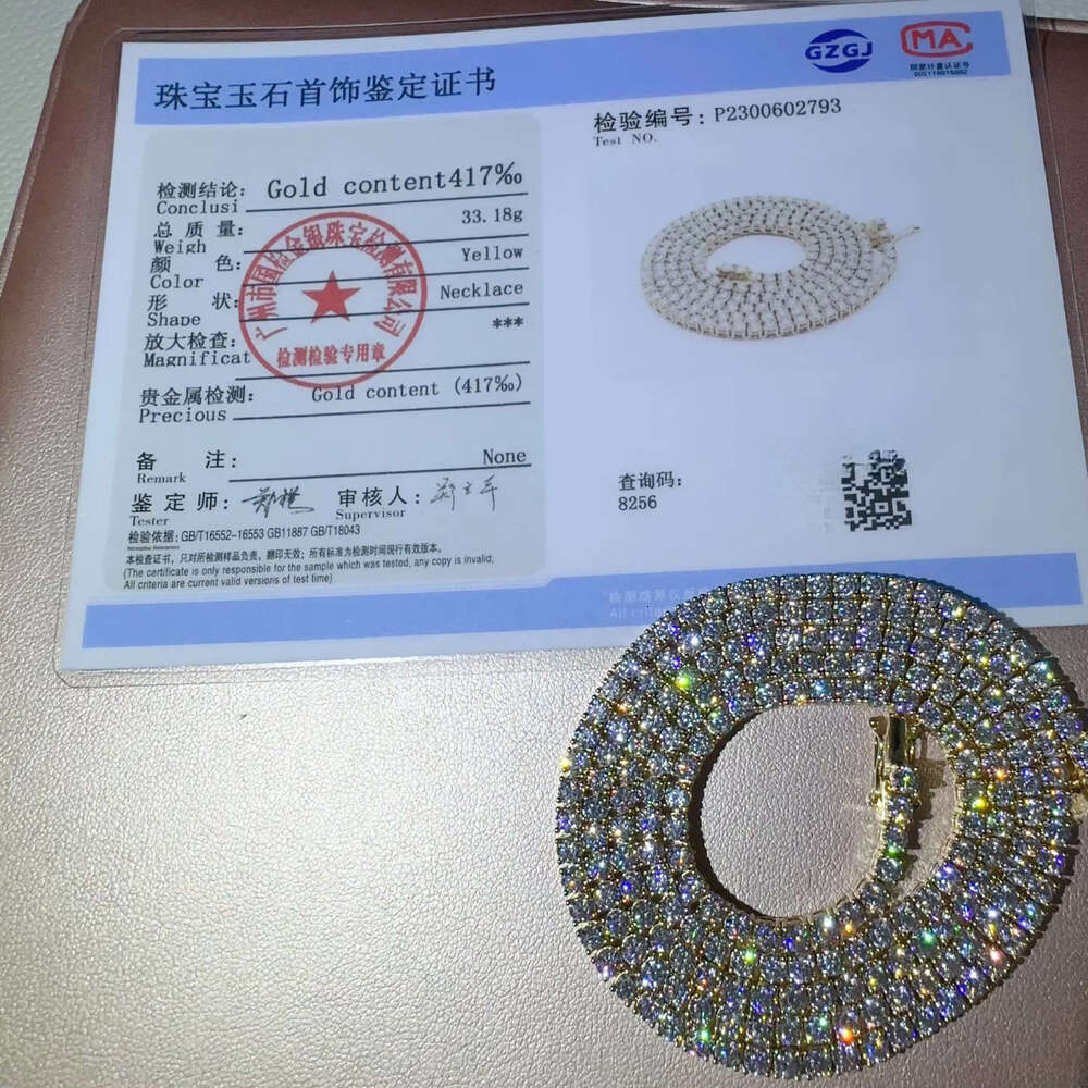 3MM Customized 10K Real Gold VVS Moissanite GRA Lab Diamond Iced Out Jewelry Moissanite Lab Diamond Tennis Chain