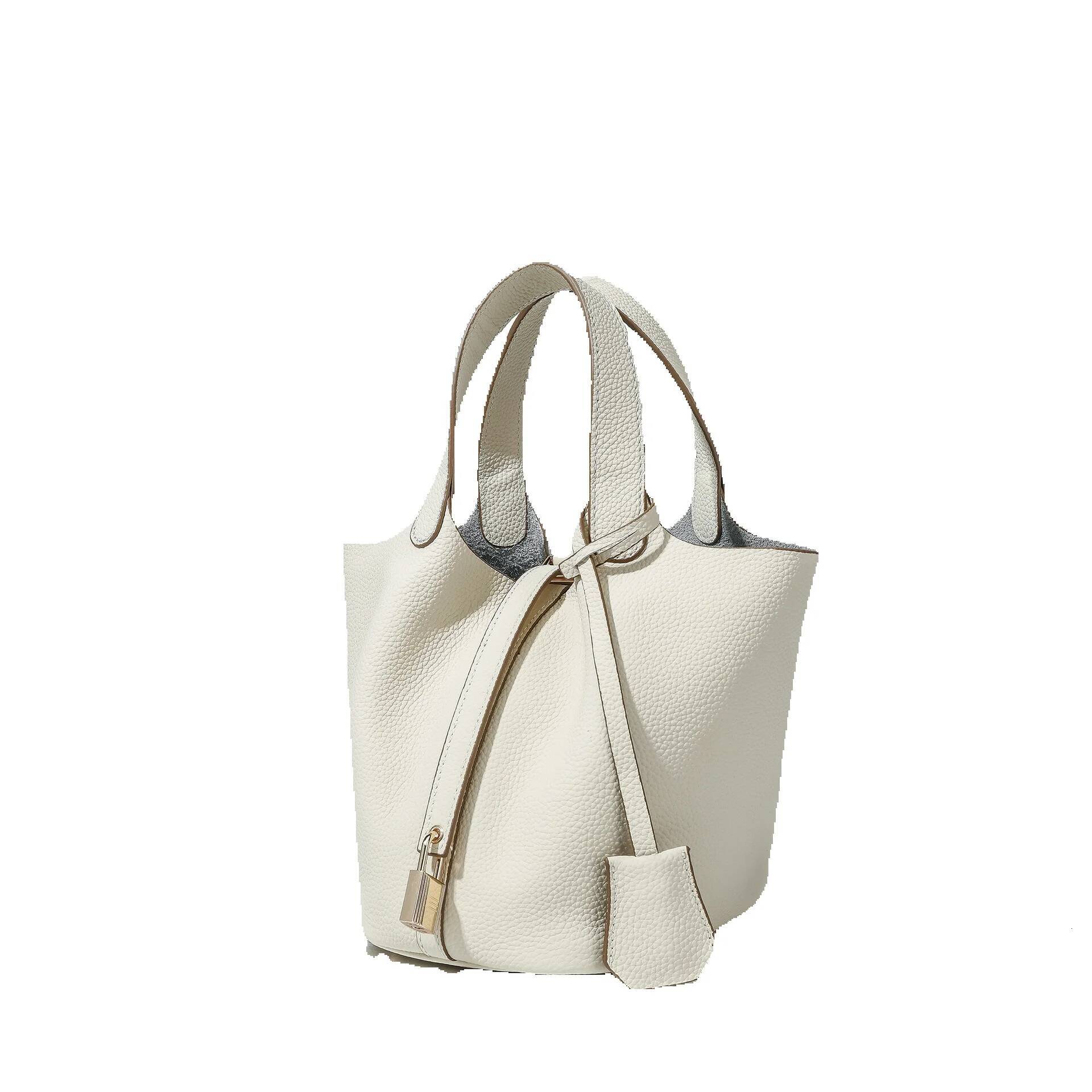 Women's New Model, Light Luxury High-End Feel, Hand-Held Bucket Genuine Leather Basket Mommy Bag, Bridal Wedding Bag - view 5