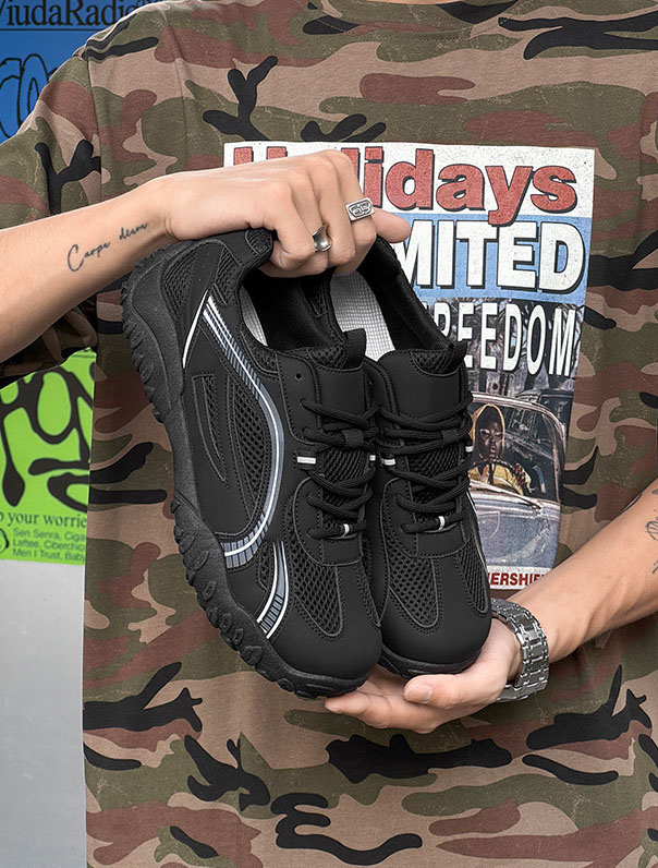 2026 New Men's Casual Sports Shoes Mesh Fabric Thick-soled Men's Shoes Trendy and Versatile Hiking Shoes for Men