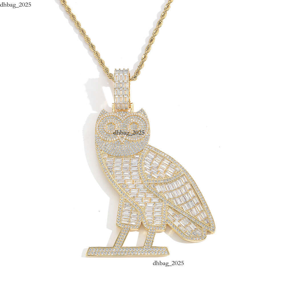Large Owl Luxury Jewelry Hip Hop Style Silver Inlaid with Moissanite Unique and Dominant Men's Necklace Big Eagle Pendant