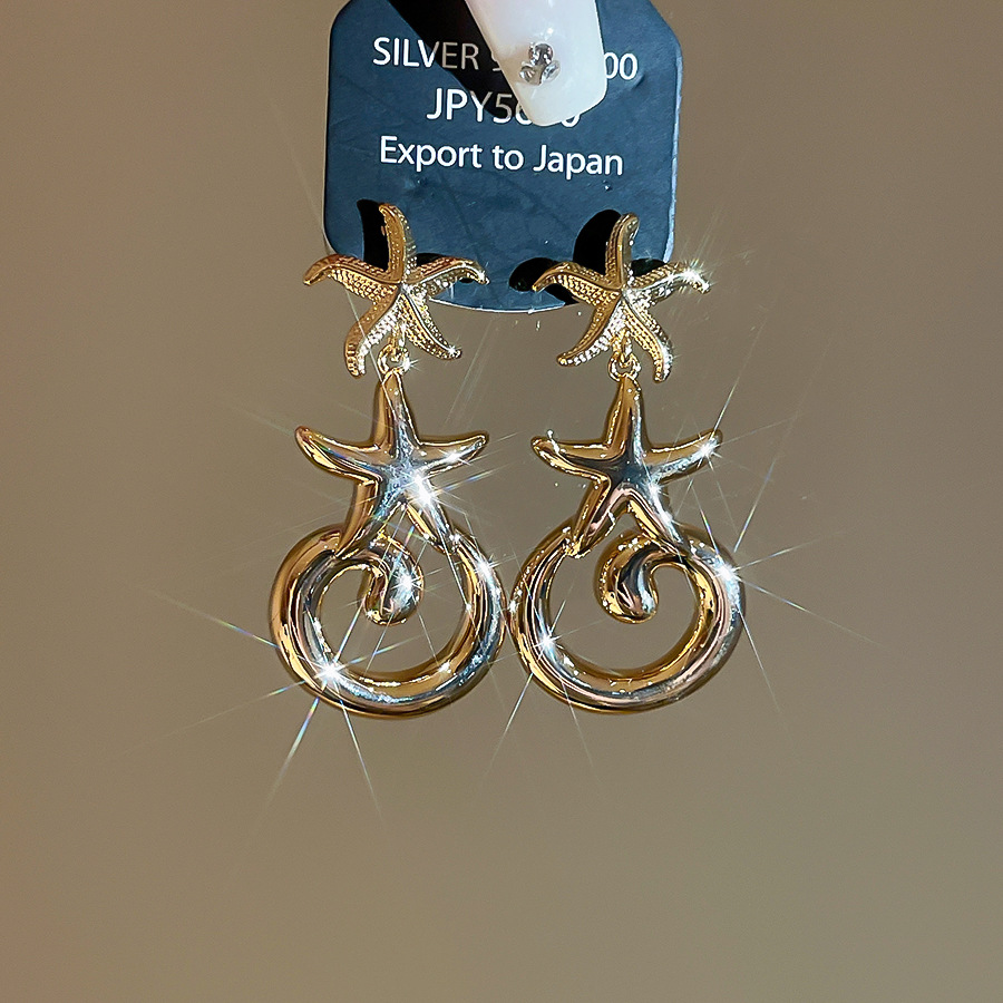 European American cross-border starfish and conch texture earrings, fashionable, simple, unique, versatile earrings with a niche design for women - view 8