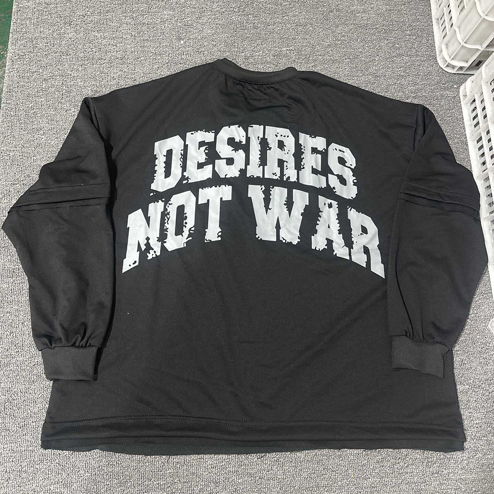 Men's T Shirts Street Fashion Letter Printed Cotton Round Neck Long Sleeve T-shirt Men Trendy Brand Casual Loose Oversized Top Women