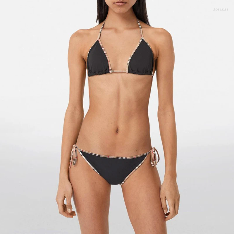 Women's Swimwear Luxury Brands Check Bikini Sets 2 Piece Swimsuit Classic Print Plaid Fashion Sexy Beach Swim Summer Women Y2K Clothes