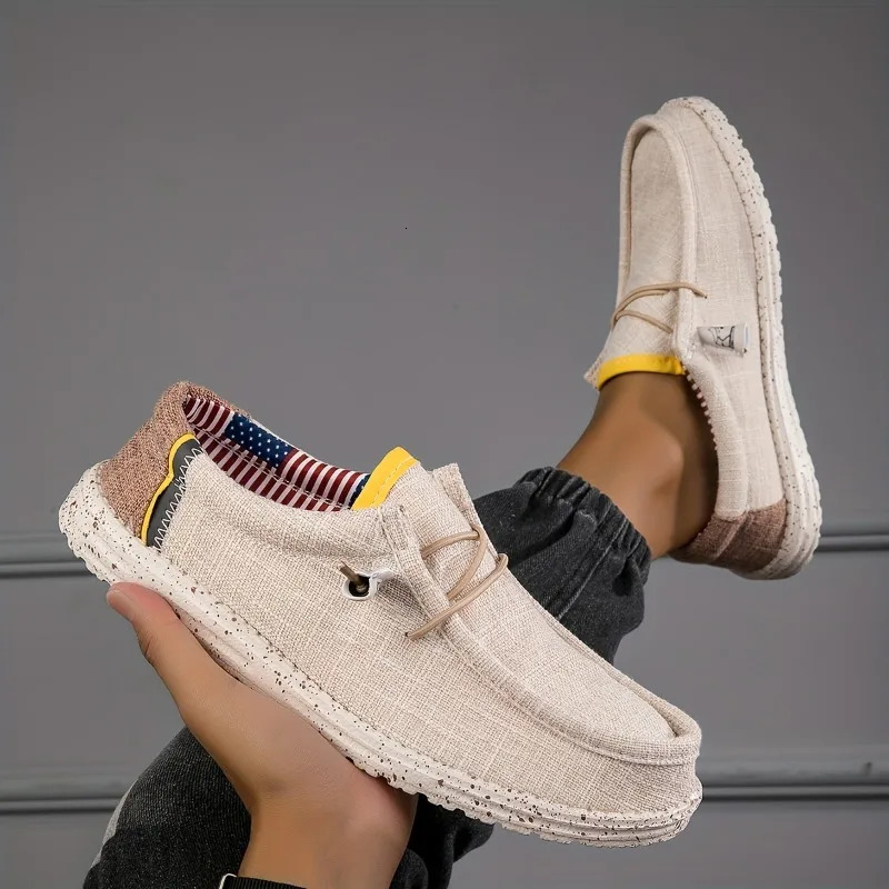 Mens Shoes Canvas Loafers Comfortable Breathable Casual Driving Vulcanized Flat Men Walking 260407