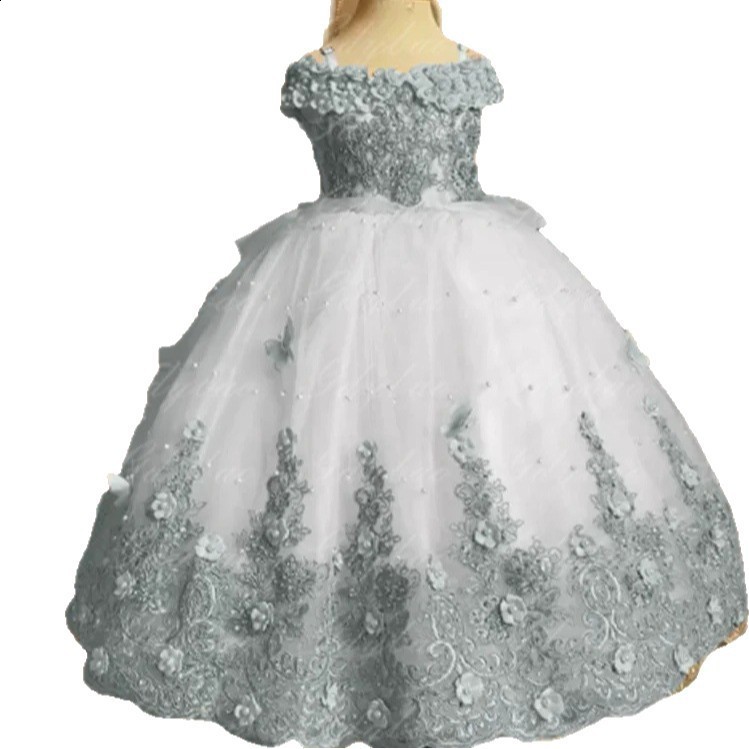 Pink Flower Girl Dresses Big Pearls Lace Ball Gown First Communion Dress Birthday Pos Shoot Gowns for Party 251129