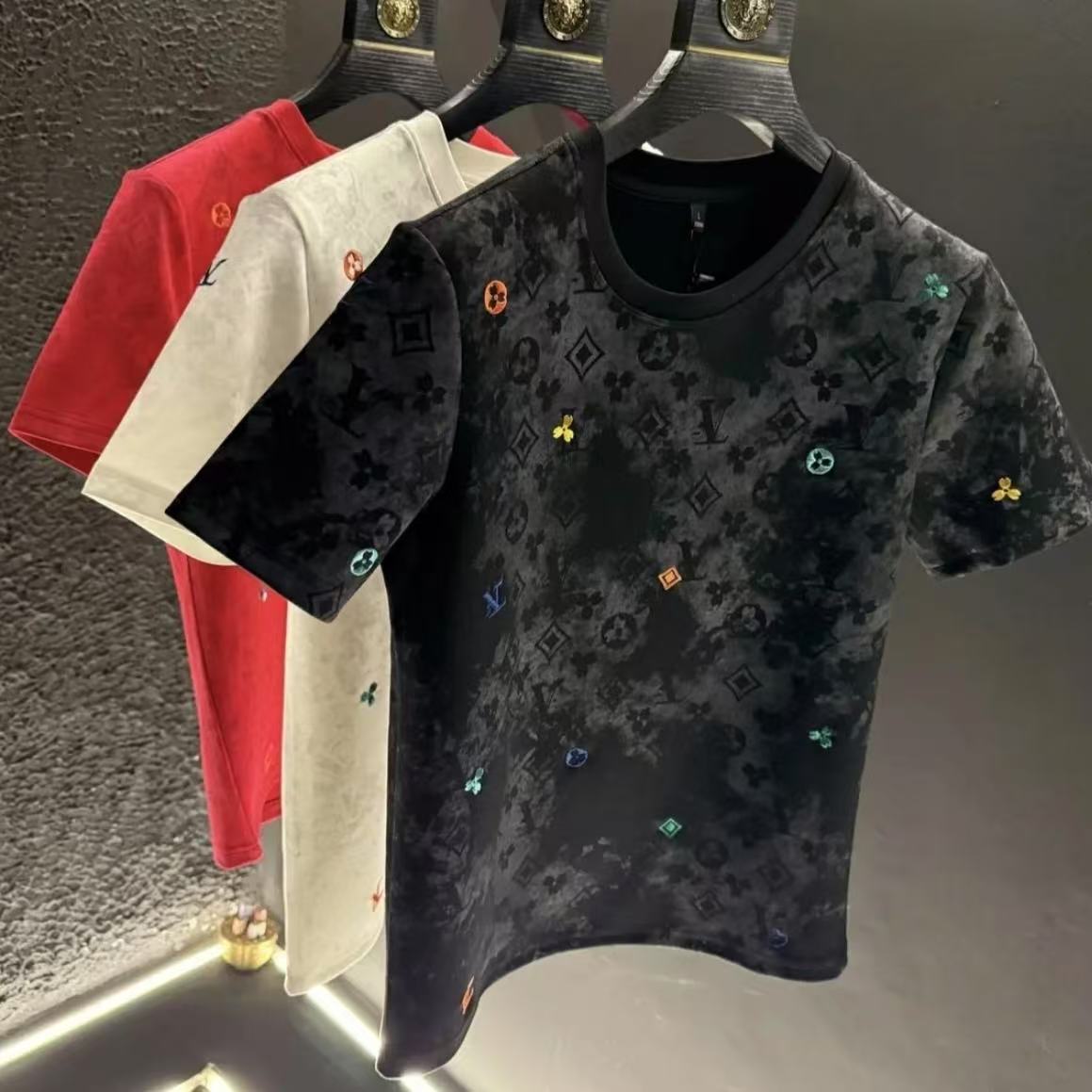 Free shipping luxury Men's T-Shirts Fashionable and simple solid color men's short sleeved casual base shirt