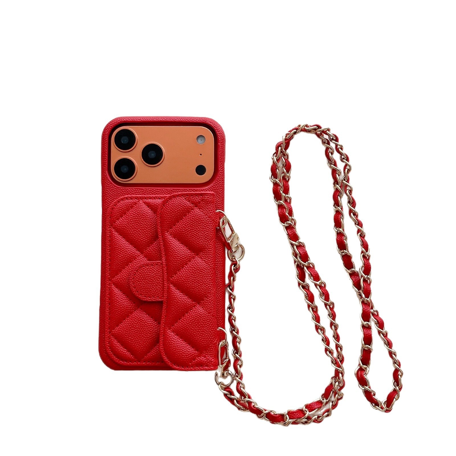 Phone Case iPhone 17 Pro Max Chanel Style Card Holder Apple 16 Lychee Pattern 15 Leather Quilted 14 Phone Case Hard Export