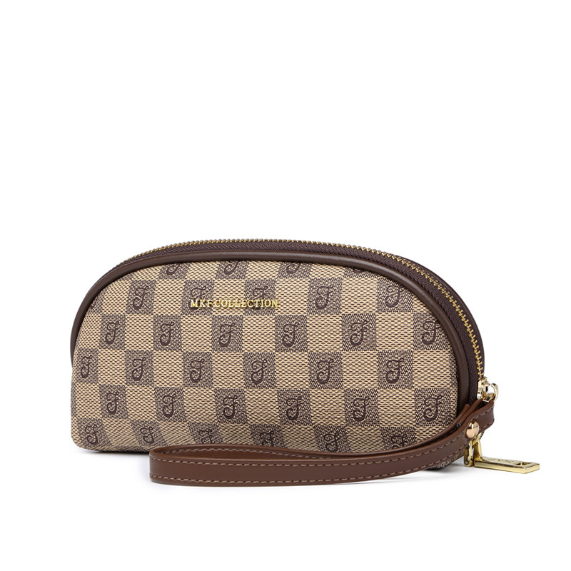 Vintage Checkerboard Print Wristlet Wallet For Women Luxury Zipper Clutch Bag With Wrist Strap For Cosmetics Cards Storage - view 6