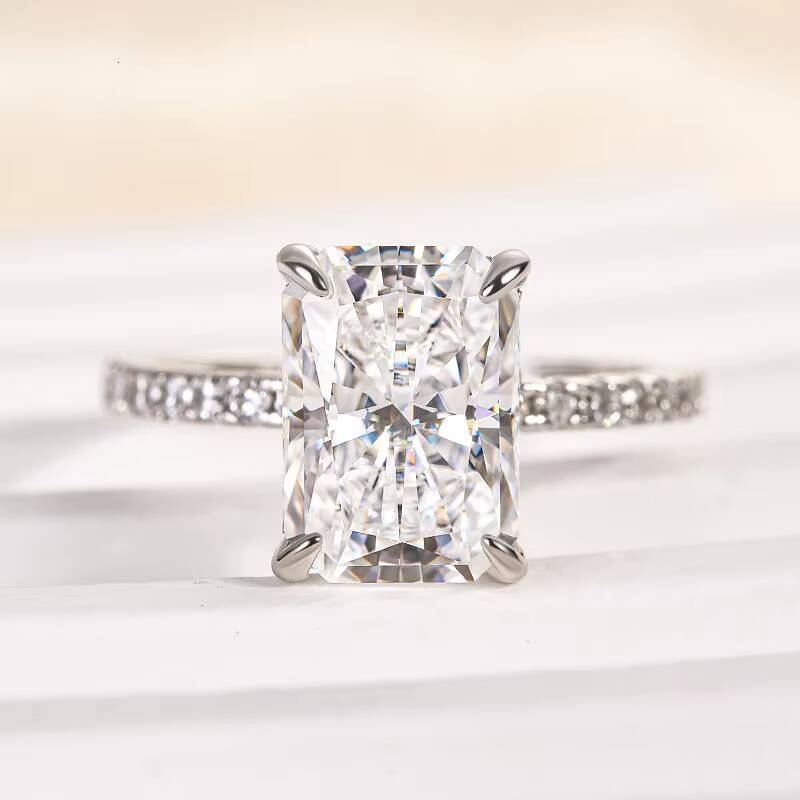 Fine Jewelry Supplier Women Engagement CVD Diamond 10K Solid Gold F VVS2 306 Ct Radiant Cut Ring Eternity Ring Lab Diamond