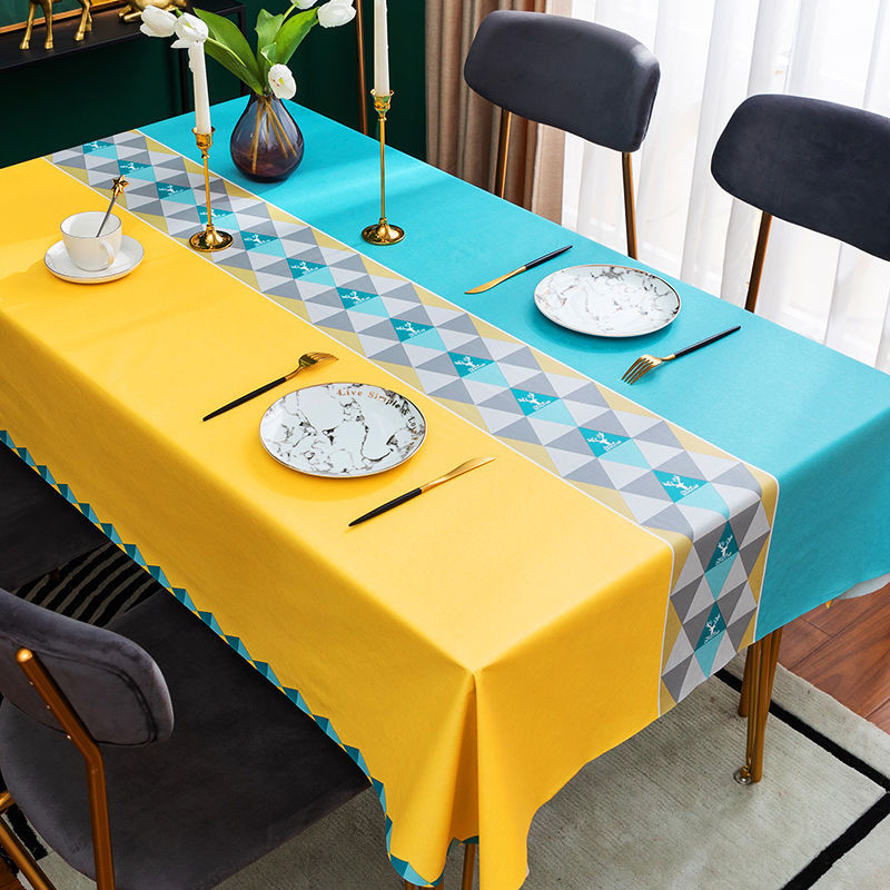 YL-38489 Customized Multi-Color New American Style Tablecloth, Wash-Free, Waterproof, Oil-Resistant Coffee Table Cloth, Light Luxury Rectangular Table
