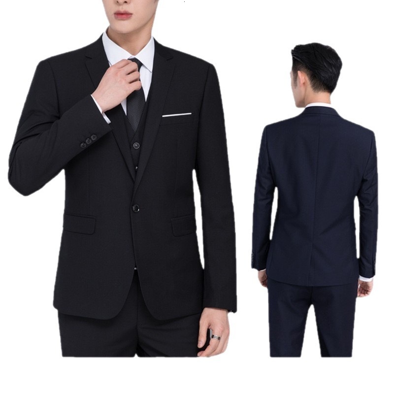 New Mens Suit Professional Blazer Suit for Men Office Work Professional Wear Black Navy Gray Two-Button Formal Trousers