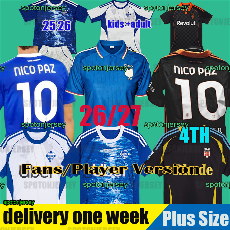 26 27 Como Jerseys 25 26 27 NICO PAZ DOUVIKAS Como 1907 jerseys maglia como kids kit sets football Jersey shirts Kit Como Jerseys 26 27 como men top