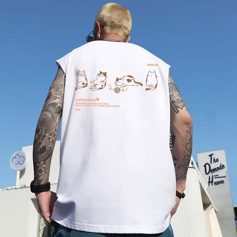 Summer Men's Trendy Chinese Style Tank Tops | INS New Arrival Oversized Up to 300 Lbs Big & Tall Loose Sleeveless Tees