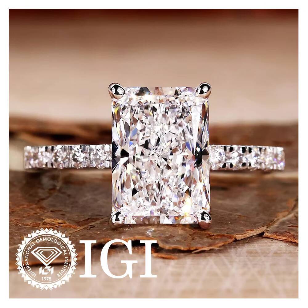 Fine Jewelry Supplier Women Engagement CVD Diamond 10K Solid Gold F VVS2 306 Ct Radiant Cut Ring Eternity Ring Lab Diamond