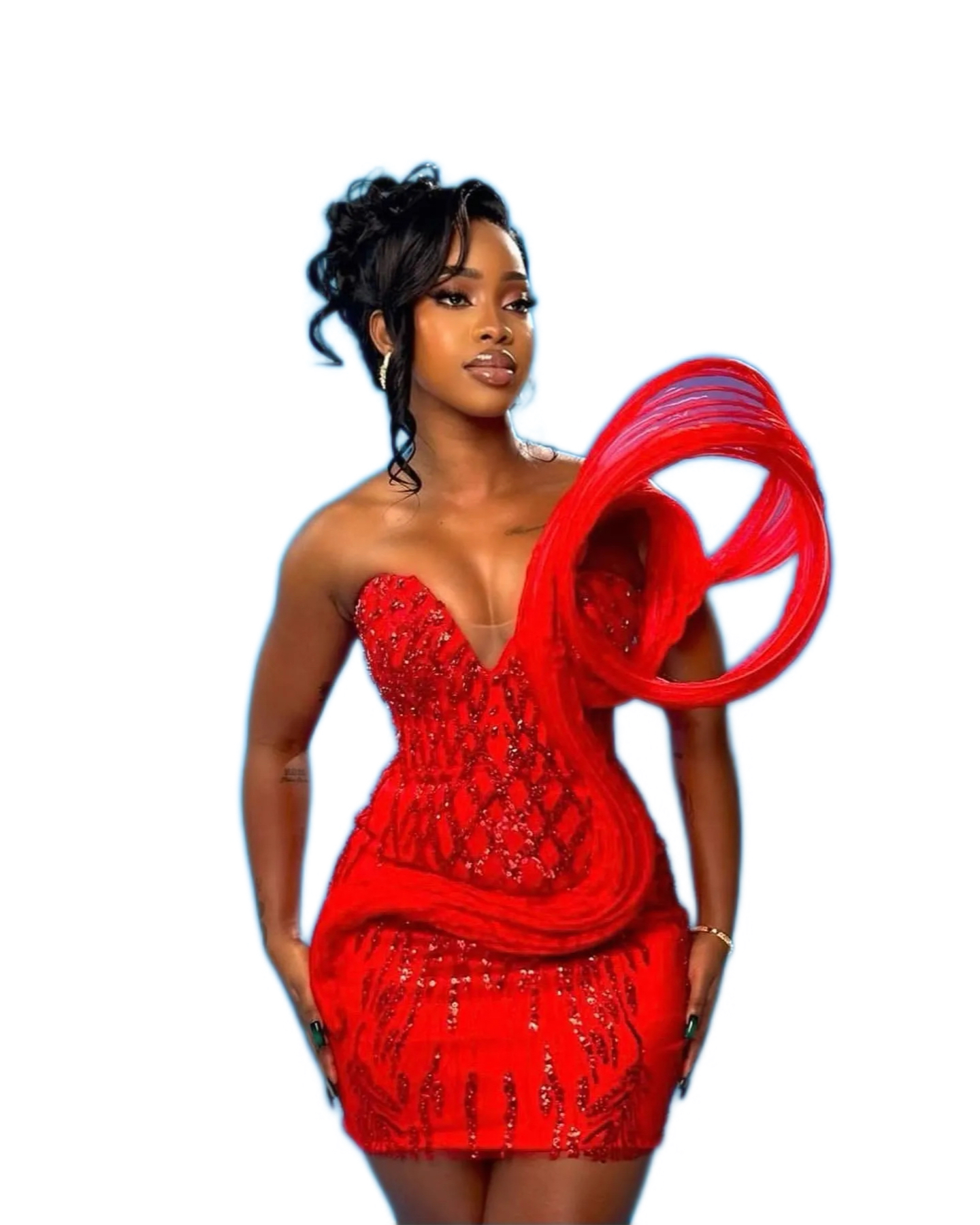 2026 Red Sheath Cocktail Dress Sheer Neck Beaded Stylish Short Mini Graduation Homecoming Dresses For Special Occasions Gowns 8th Grade Prom Dinner Dr - view 4