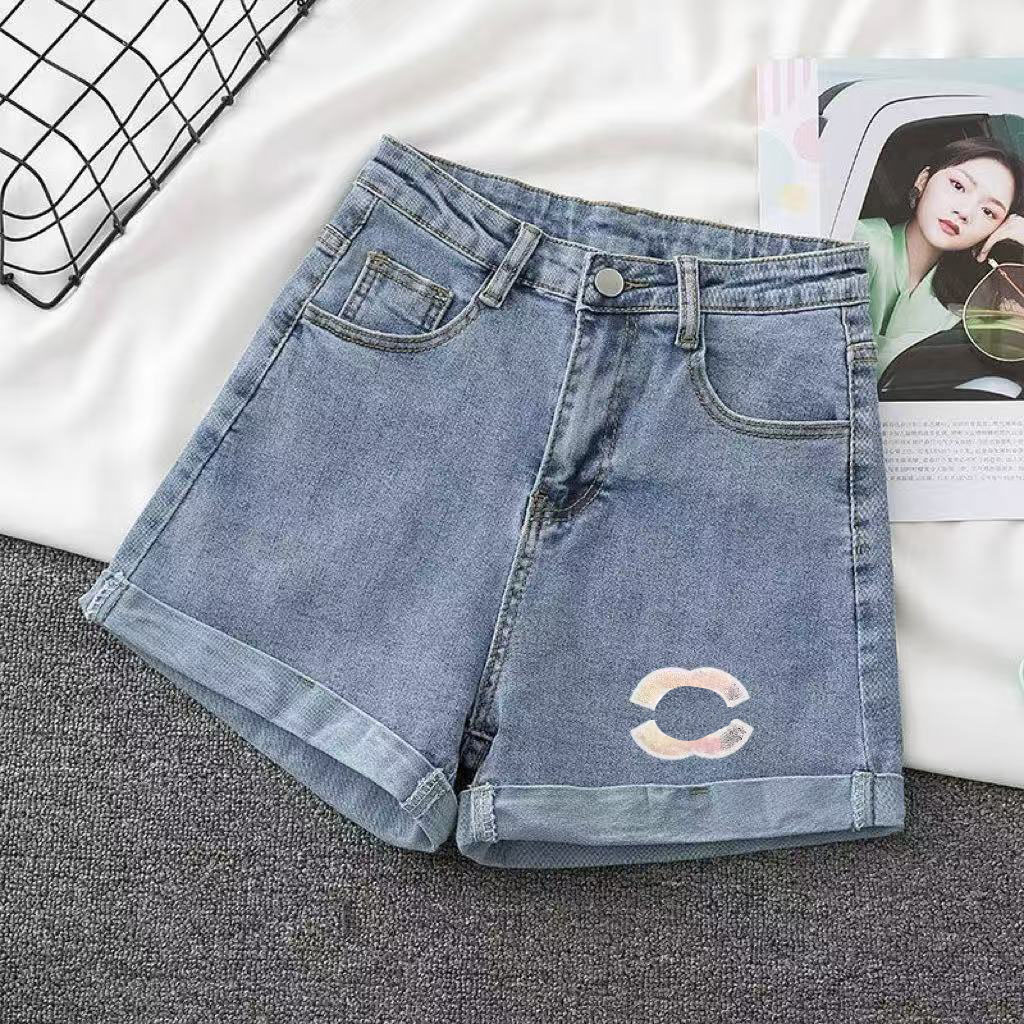Women's High Waist Denim Shorts Summer New Retro Loose Straight Wide Leg Jeans S-2XLSize