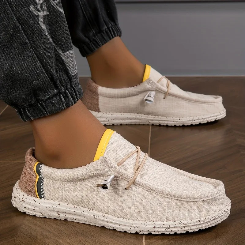 Mens Shoes Canvas Loafers Comfortable Breathable Casual Driving Vulcanized Flat Men Walking 260407