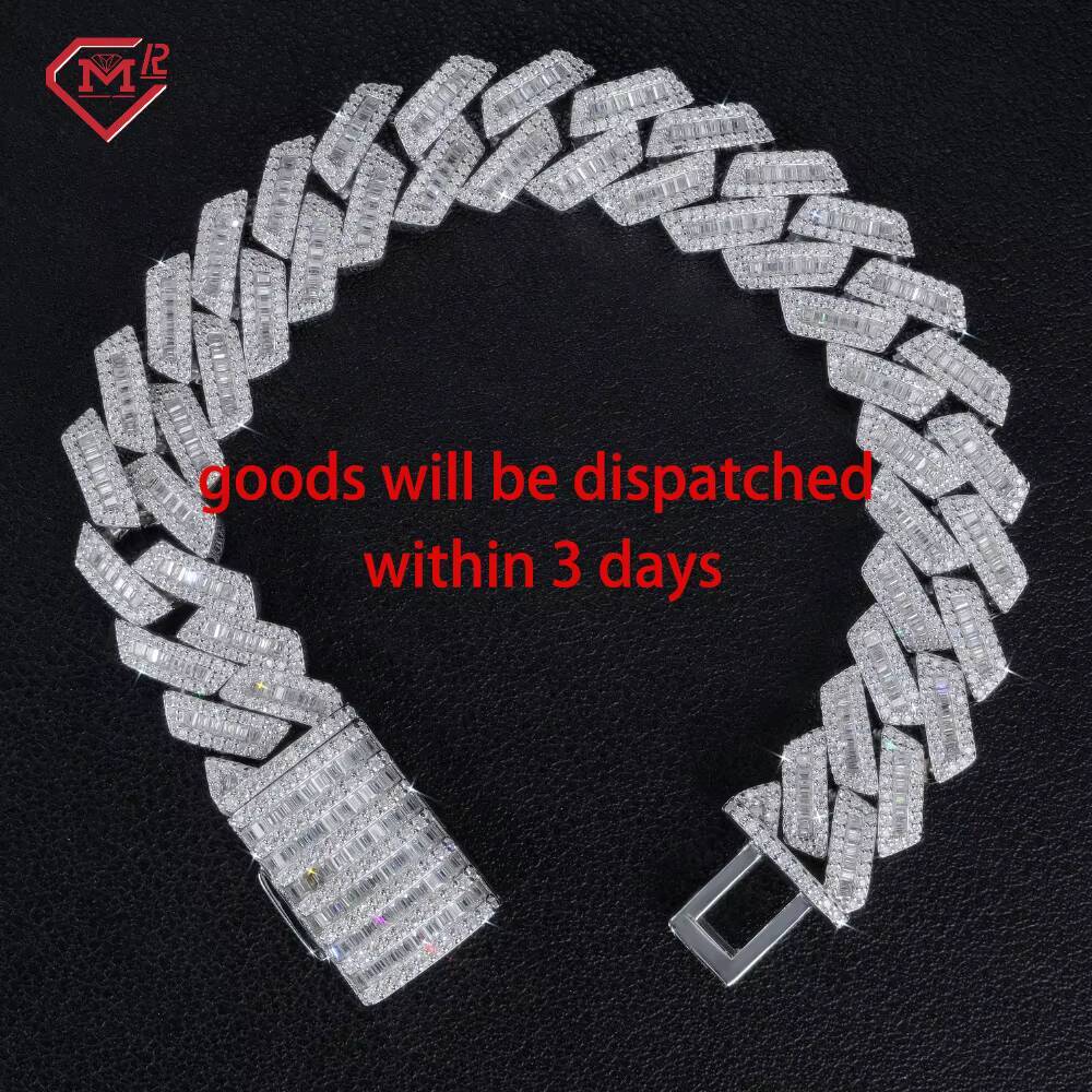 US Stock 15mm Moissanite Cuban Bracelet Jewelry Silver 925 Pass Diamond Test Vvs Iced Out Moissanite Bracelet