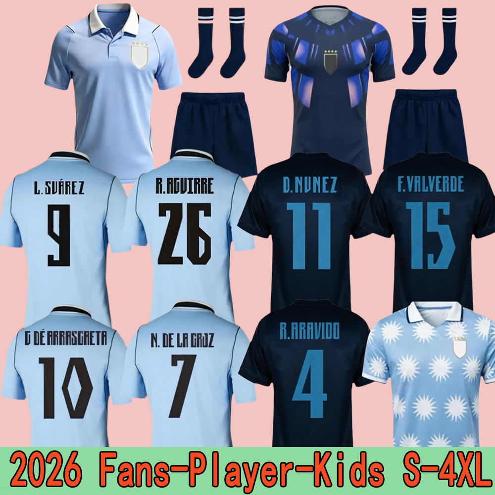 Uruguay jersey 2026 world cup Soccer Jerseys 26 27 L.SUAREZ E.CAVANI N.DE LA CRUZ National Team Football Shirts kids kits G.DE ARRASCAETA F.VALVERDE R.ARAUJO R.BENTANCUR 4X