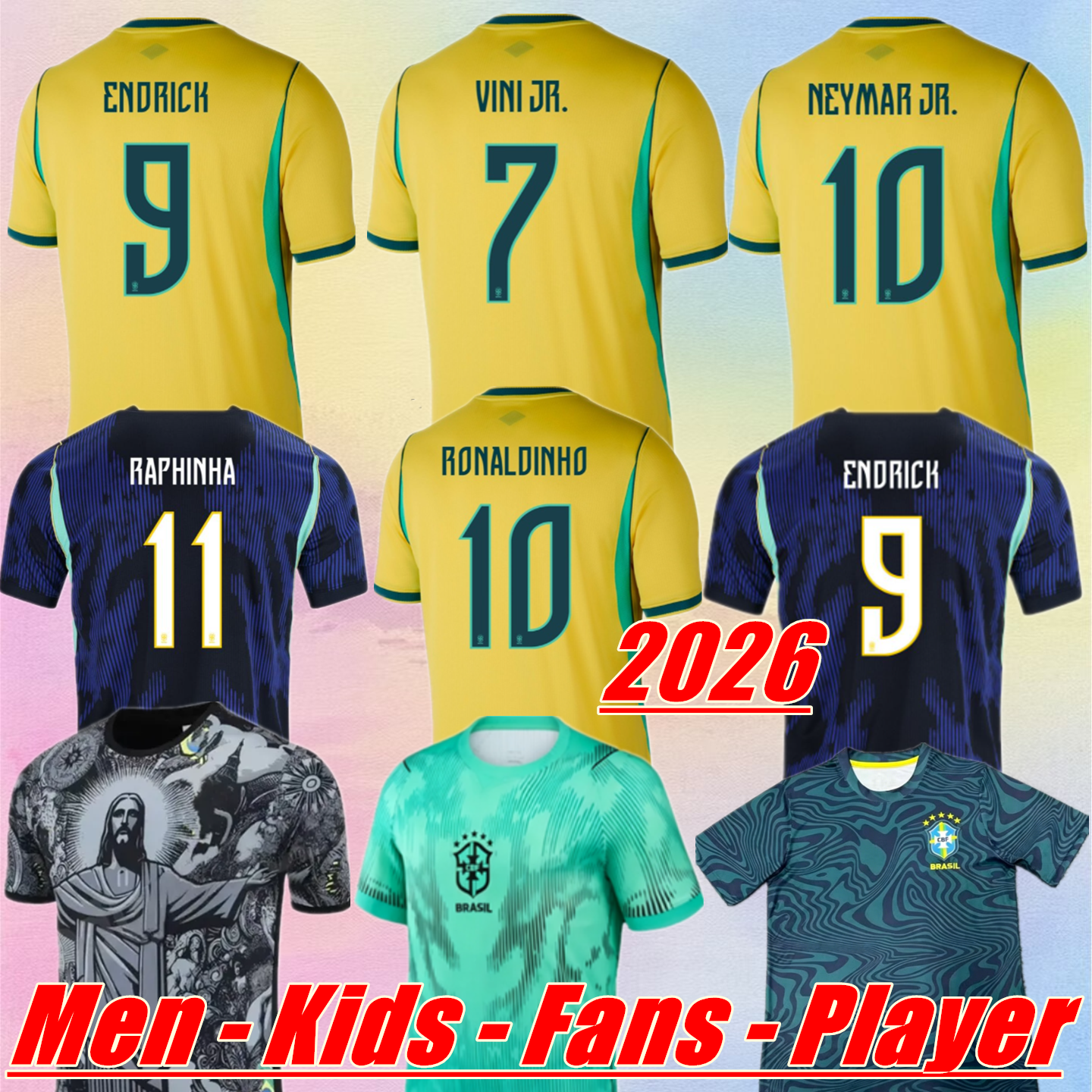 2026 World Cup BRAZILS soccer jerseys Camiseta de futbol PAQUETA RAPHINHA 26 Long football shirt maillots VINI JR 2024 brasil RICHARLISON men kids NEYMAR JR Uniforms