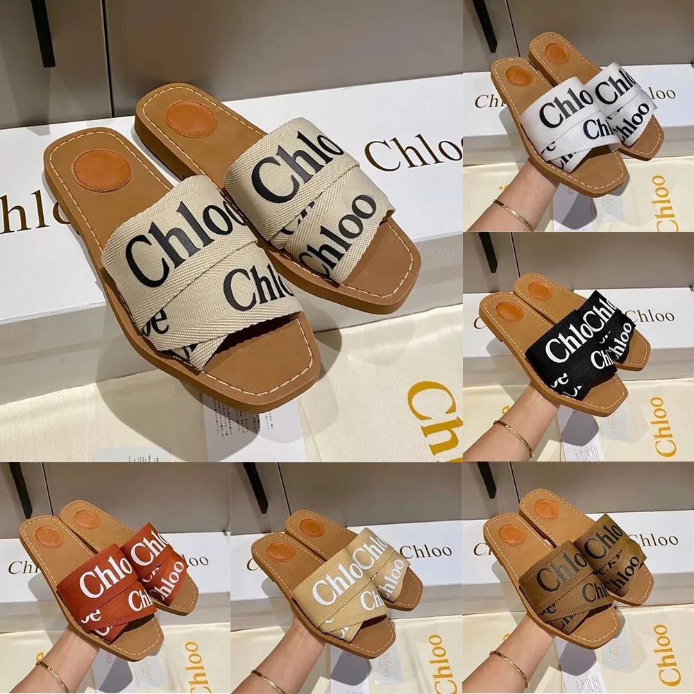 Luxury Sandals Flat Slides Designer Canvas Slippers Womens sandal sandale shoes casual bottom summer flat flip flops women Beach