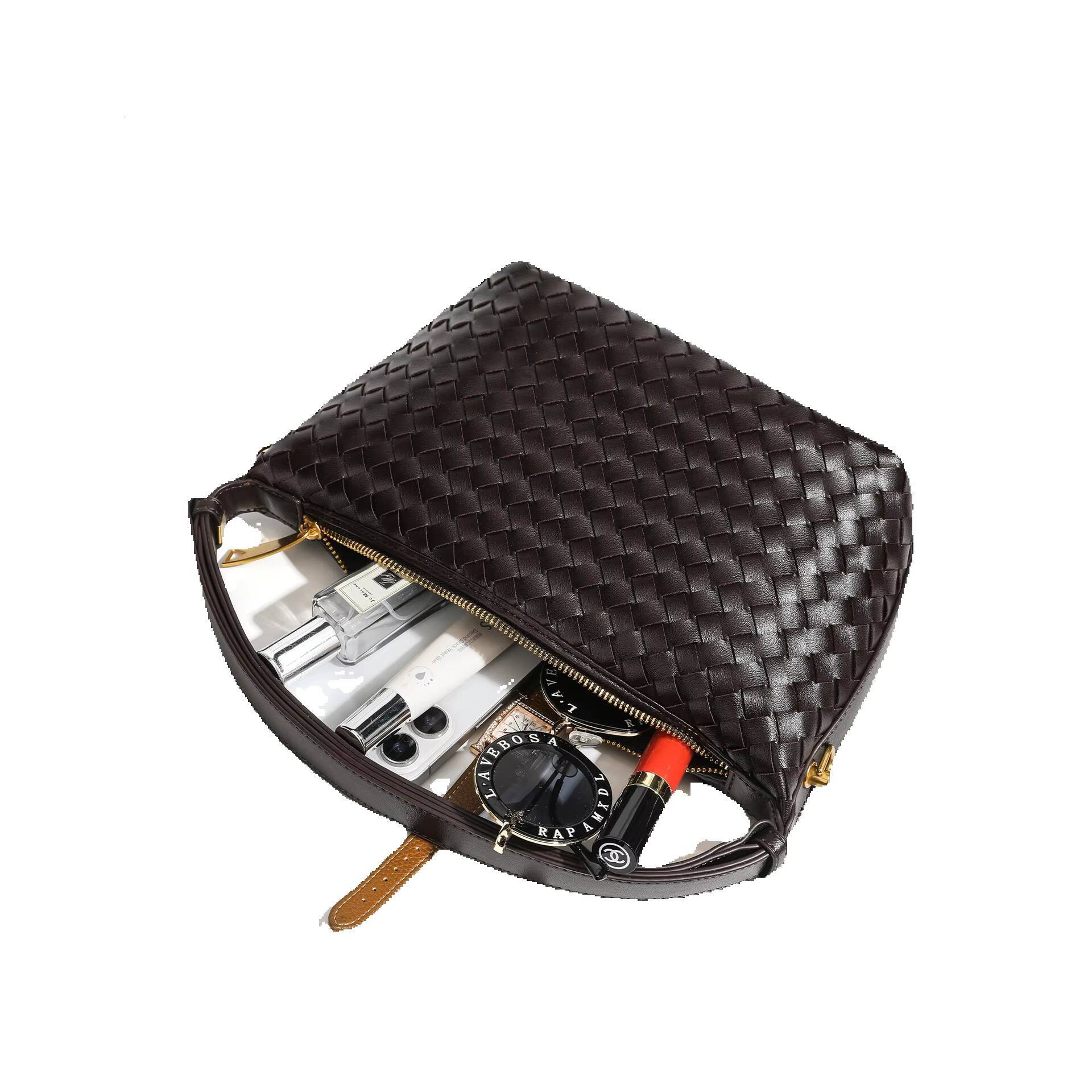 LORDLY KNACK New Model High-End Large-Capacity Portable Lunch Box Fashionable Crossbody Woven Bag, Niche Single-Shoulder Underarm Women's Bag