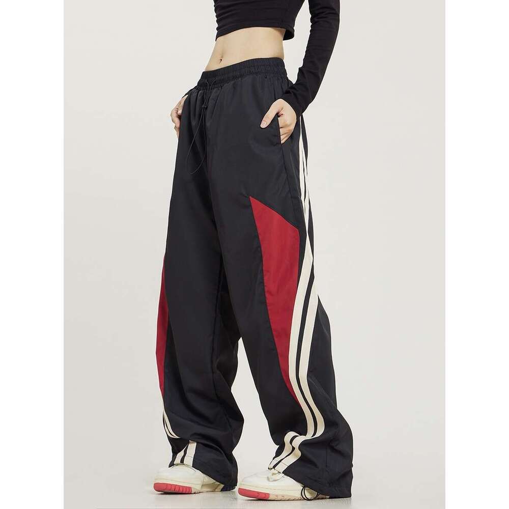 Y2k Harajuku Retro Street Jogger With Elastic Waist, Patchwork Design, High-Waisted Loose Wide-Leg Sports Pants Sweatpants Casual Pants Running pants