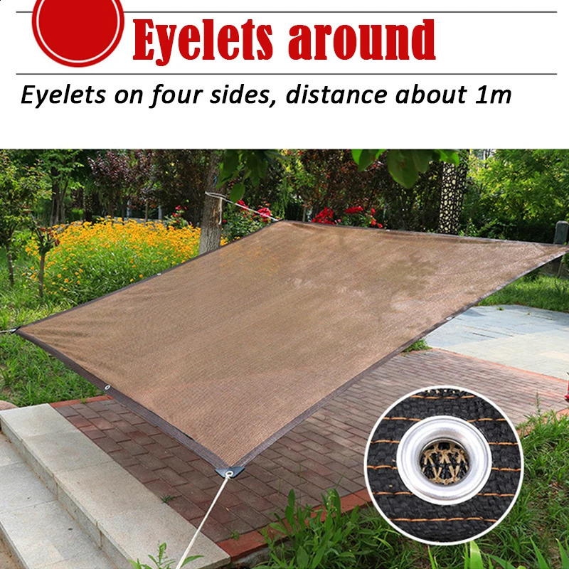 75GSM Outdoor Awning Coffee Sun Shade Net Garden Succulent Plants Shelter Greenhouse Shaing Cover Pergola Shading Sail 260520