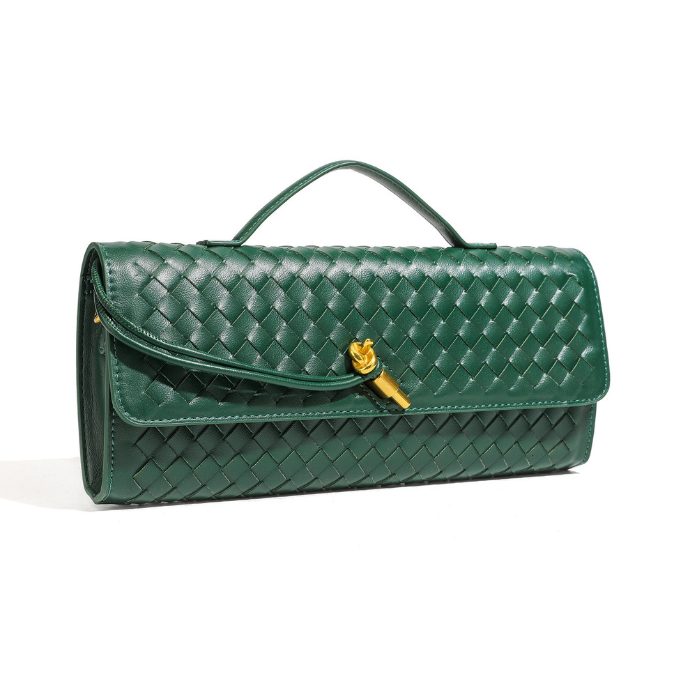 LORDLY KNACK Woven Horizontal Handheld Evening High-End Baguette Single Shoulder Crossbody Accordion Bag
