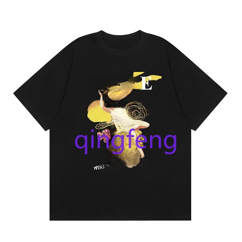 Summer men's trendy white cotton T-shirt with sailboat and coastal patterns, men's street style short sleeved round neck T-shirt